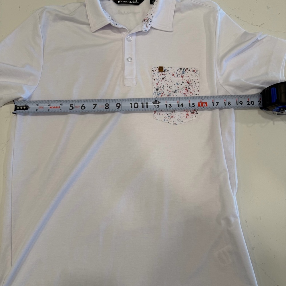 Travis Mathew White Polo with Speckled Pocket Medium - Picture 8 of 8